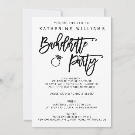 Witte en zwarte vrijgezellenfeest uitnodiging
