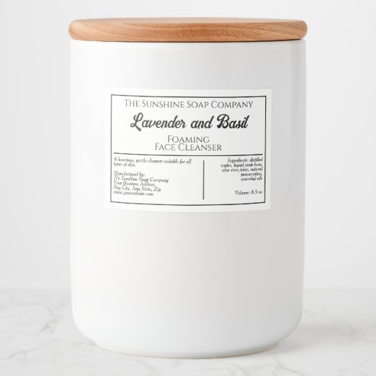 Witte en zwarte waterdichte cosmetische producten  voedselcontainer etiket (Voorkant)