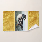 Witte en zwarte wilde eenden zwemmen in water bad handdoek (Handdoek)