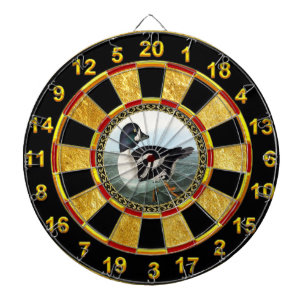 Witte en zwarte wilde eenden zwemmen in water dartbord