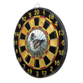 Witte en zwarte wilde eenden zwemmen in water dartbord (Voorkant Rechts)