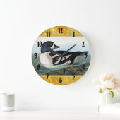 Witte en zwarte wilde eenden zwemmen in water grote klok (Huis)