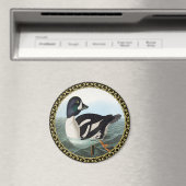 Witte en zwarte wilde eenden zwemmen in water magneet (Insitu (Vaatwasser))