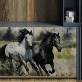 Witte en Zwarte Wilde Paarden Decoupage Tissuepapier
