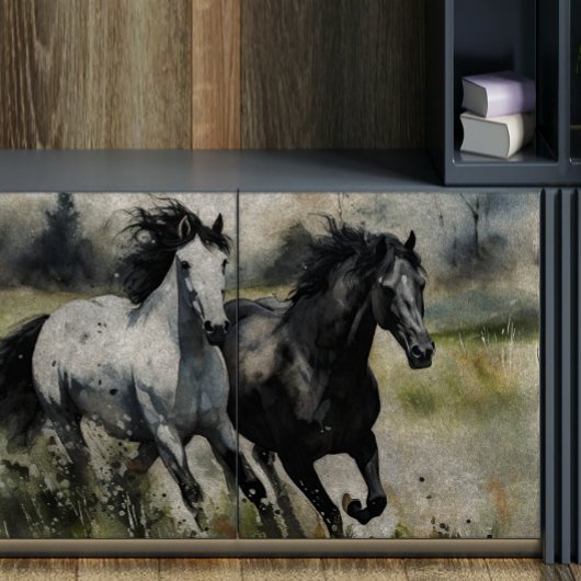 Witte en Zwarte Wilde Paarden Decoupage Tissuepapier