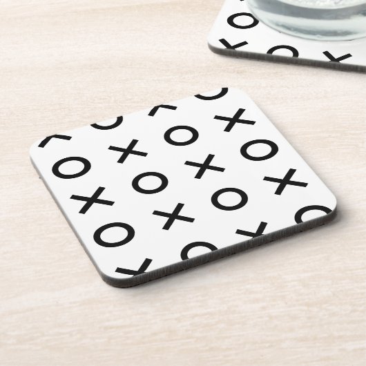 Witte en zwarte Xs en Os Bier Onderzetter (Linkerzijde)