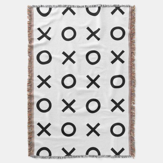 Witte en zwarte Xs en Os Deken (Voorkant Verticaal)