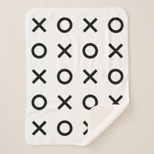 Witte en zwarte Xs en Os Sherpa Deken