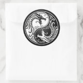 Witte en Zwarte Yin Yang Dragons Ronde Sticker (Tas)