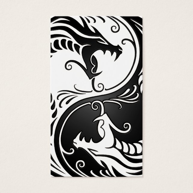 Witte en Zwarte Yin Yang Dragons Visitekaartjes (Voorkant)