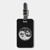 Witte en zwarte Yin Yang Rozen Bagagelabel (Voorkant verticaal)