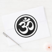 Witte en zwarte Yoga Om Circle Ronde Sticker (Envelop)