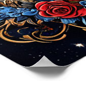 Witte en zwarte zwanen met harten en Rozen Poster (Hoek)