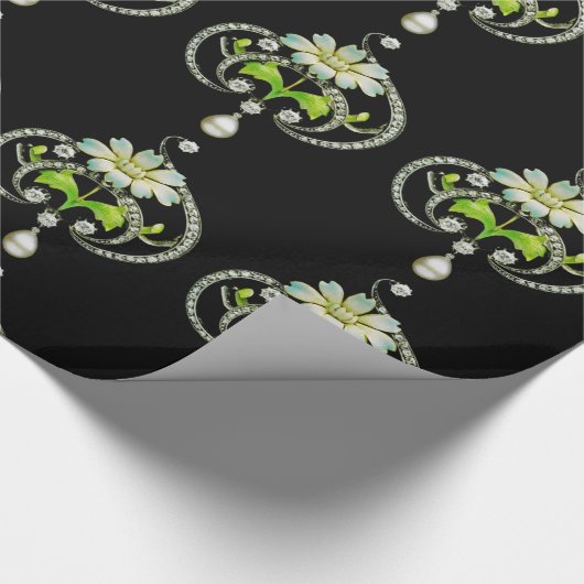 WITTE ENAMELSTROOM, PEARLS EN DIAMONDS JEWEL CADEAUPAPIER (Hoek)