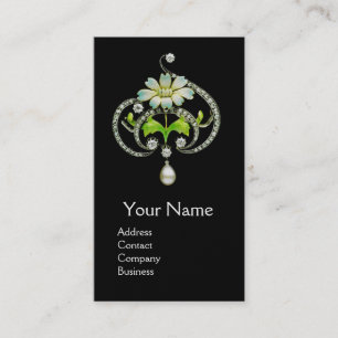 WITTE ENAMELSTROOM, PEARLS EN DIAMONDS JEWEL VISITEKAARTJE