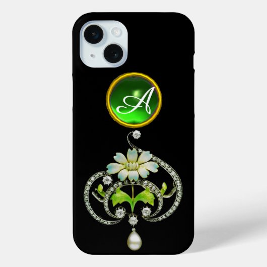 WITTE ENAMELSTROOM, PEARLS EN DIAMONDS MONOGRAM Case-Mate iPhone CASE (Achterkant)