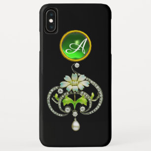 WITTE ENAMELSTROOM, PEARLS EN DIAMONDS MONOGRAM iPhone XS MAX HOESJE