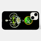 WITTE ENAMELSTROOM, PEARLS EN DIAMONDS MONOGRAM Case-Mate iPhone CASE (Achterkant (horizontaal))