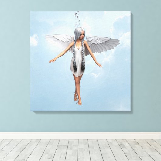 Witte engel canvas afdruk (Insitu (Houten vloer))
