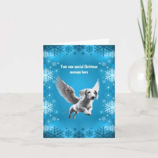 Witte Engel Dachshund Kerstmis Kaart (Voorkant)