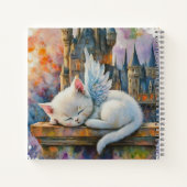 Witte Engel Kitten Aquarel Spiraal Notebook Notitieboek (Achterkant)