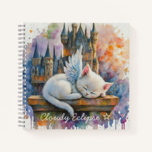 Witte Engel Kitten Aquarel Spiraal Notebook Notitieboek
