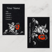 WITTE ENGEL SCHILDEREN VAN EEN RODE BLOEM Zwart pa Visitekaartje (Voorkant / Achterkant)