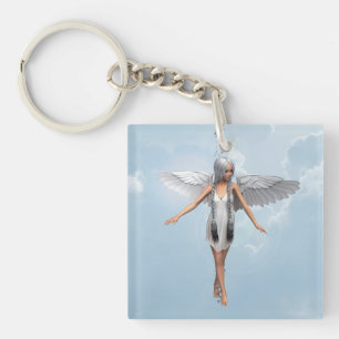 Witte engel sleutelhanger
