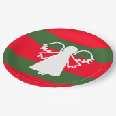 Witte Engel Vleugels Rood Donkergroene strepen Vak Papieren Bordje (Gekanteld)