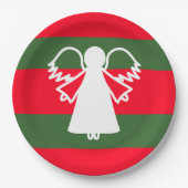 Witte Engel Vleugels Rood Donkergroene strepen Vak Papieren Bordje (Voorkant)