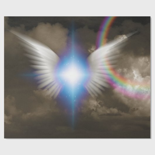 Witte engelen vleugels cadeaupapier (Vlak)