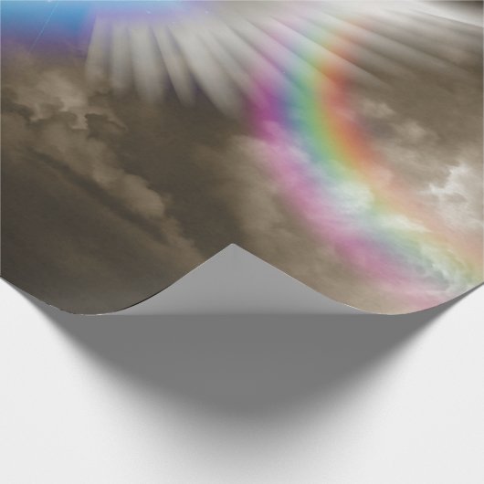 Witte engelen vleugels cadeaupapier (Hoek)