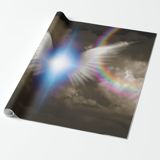 Witte engelen vleugels cadeaupapier (Uitgerold)