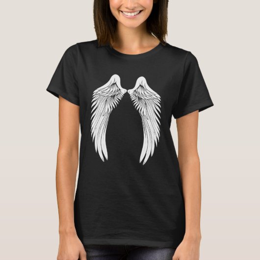 Witte engelenvleugels achteraan t-shirt (Voorkant)