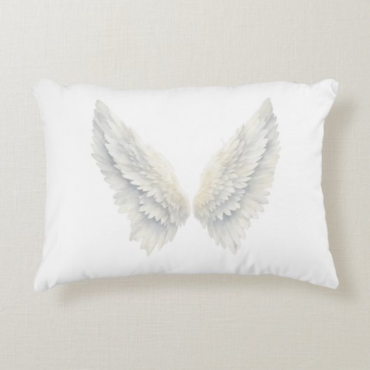 Witte engelenvleugels Worpkussen | Elegante Hemels Accent Kussen (Voorkant)