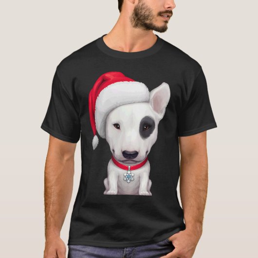Witte Engelse Bull Terrier met een Black Eye Patch T-shirt (Voorkant)