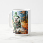 Witte Engelse Bulldog Christmas Coffee Cup Koffiemok (Voorkant links)
