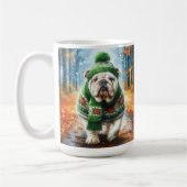 Witte Engelse Bulldog Christmas Coffee Cup Koffiemok (Links)