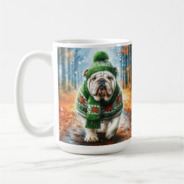 Witte Engelse Bulldog Christmas Coffee Cup Koffiemok
