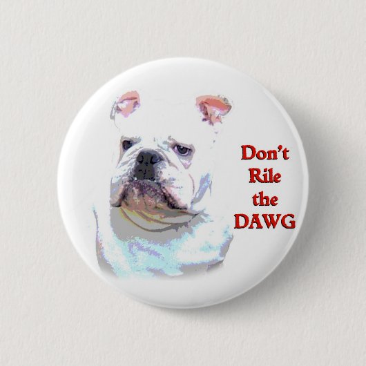 Witte Engelse Bulldog-knop Ronde Button 5,7 Cm (Voorkant)