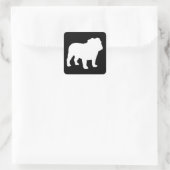 Witte Engelse Bulldog Silhouet Vierkante Sticker (Tas)