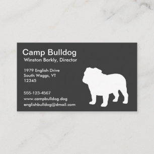 Witte Engelse Bulldog Silhouet Visitekaartje