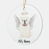 Witte Engelse Bulldog Sympathie Herdenking Keramisch Ornament (Links)
