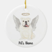 Witte Engelse Bulldog Sympathie Herdenking Keramisch Ornament (Achterkant)