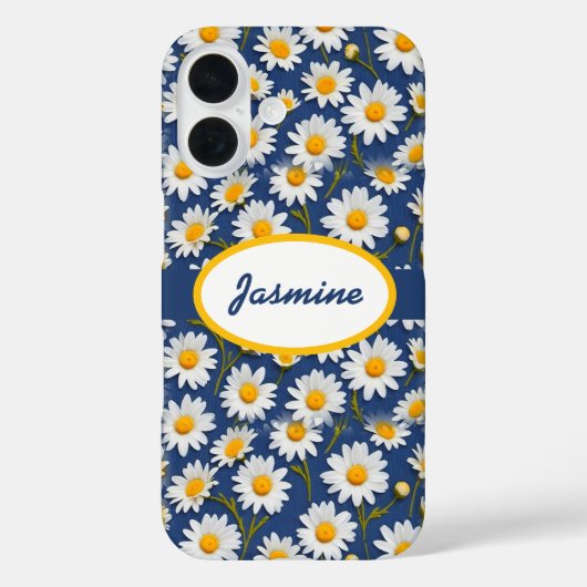 Witte Engelse madeliefjes op blauw Case-Mate iPhone Case (Achterkant)