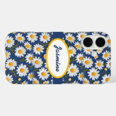 Witte Engelse madeliefjes op blauw Case-Mate iPhone Case (Achterkant (horizontaal))