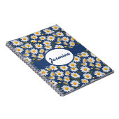 Witte Engelse madeliefjes op blauw Notitieboek (Rechterzijde)