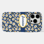 Witte Engelse madeliefjes op donkerblauw Case-Mate iPhone Case (Achterkant (horizontaal))