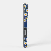 Witte Engelse madeliefjes op donkerblauw iPhone Hoesje (Rechterkant)