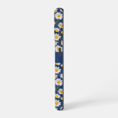 Witte Engelse madeliefjes op donkerblauw iPhone Hoesje (Linkerkant)